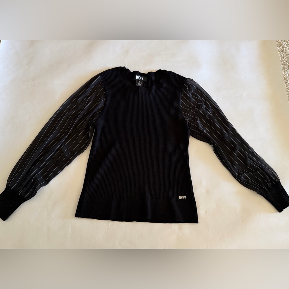 DKNY Ribbed Black Knit Top